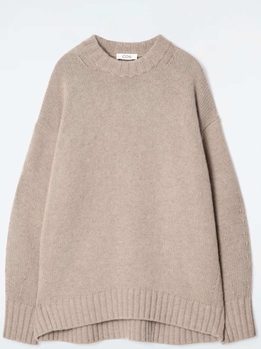 COS Neutral Taupe Crewneck Knit Sweater